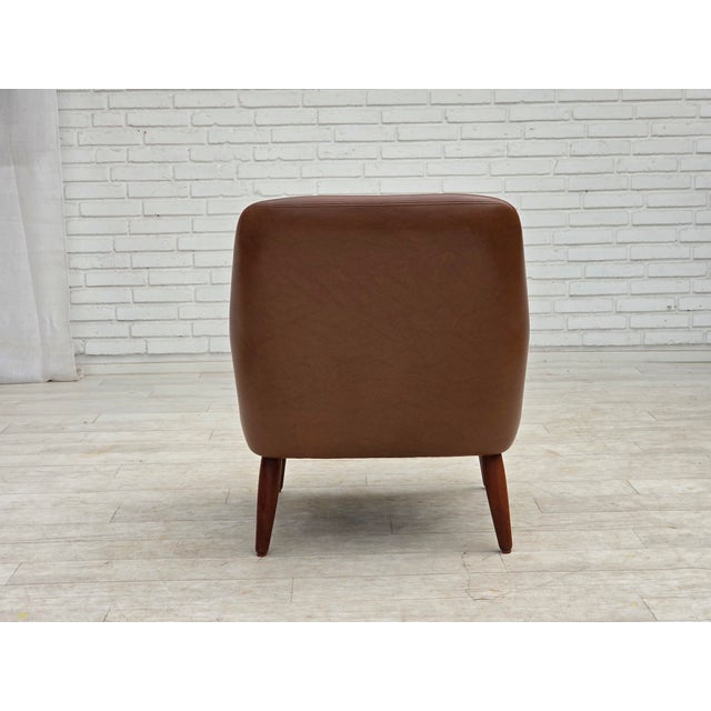 Danish Leatherette Armchair with Teak Legs, 1970s For Sale - Image 12 of 18