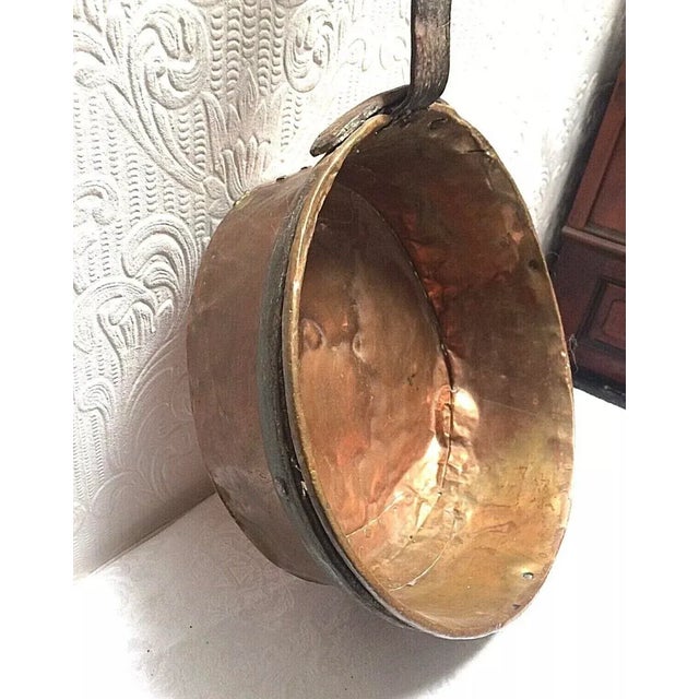 Mid 19th Century Mid 19th Century Antique Primitive Huge Repaired Copper & Iron Handmade Hearth Pan For Sale - Image 5 of 11
