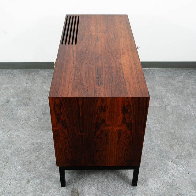 Mid Century Modern Compact Credenza Cabinet Refrigerator Storage Silkeborg Lock For Sale - Image 10 of 12