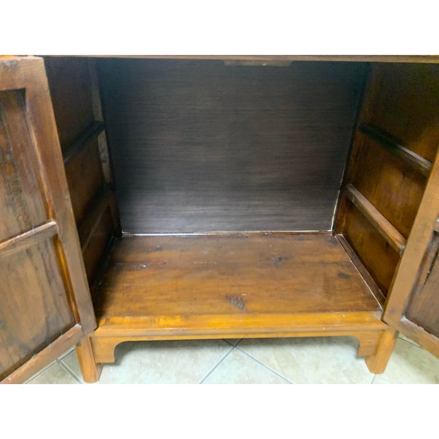 Vintage Asian Chinese-Style Wood Tv Cabinet / Media Console With Brass Hardware For Sale - Image 10 of 12