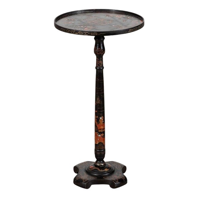 English Chinoiserie Pedestal Side Table, 1870 For Sale
