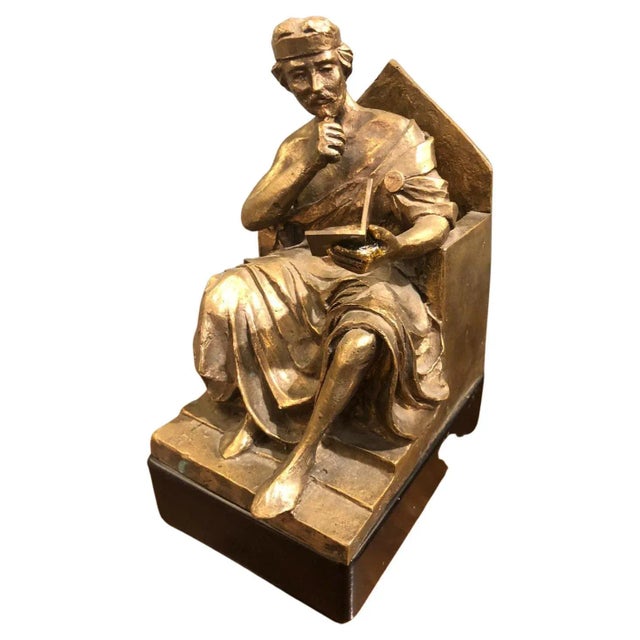 20th-Century Gilt Bronze Sculpture of a Meditating King, Italy, 1940s For Sale - Image 10 of 10