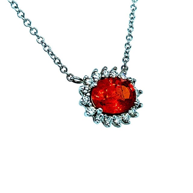 Natural Sapphire Diamond Halo Pendant With Chain 17" 14k WG 1.92 TCW Certified $4,950 300631 MADE IN ITALY Nothing says,...