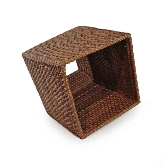 Contemporary Tea Stained Rattan Tissue Cover For Sale - Image 3 of 7