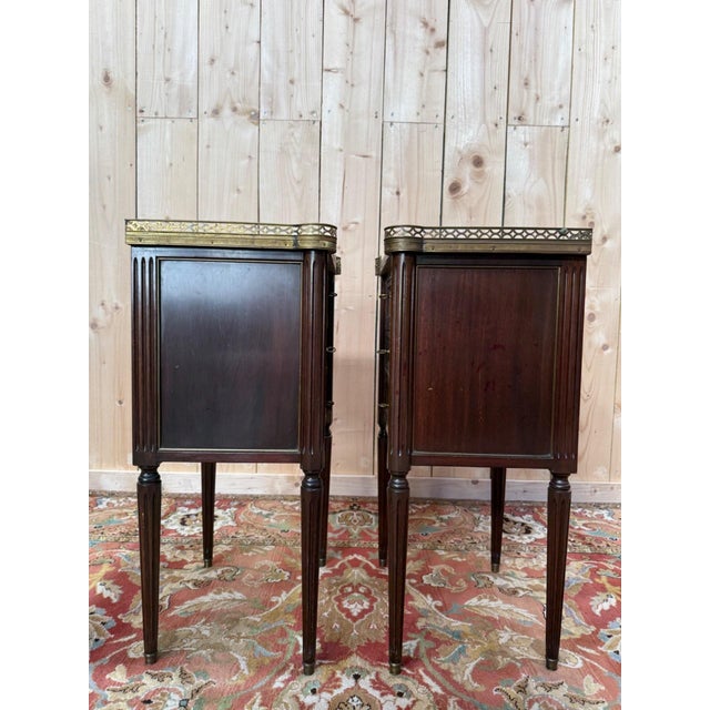 Louis XVI Style Bedside Tables in Mahogany, 1970s, Set of 2 For Sale - Image 6 of 7