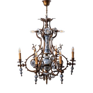 Large Antique Delft Chandelier For Sale