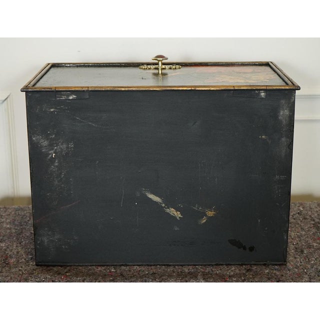 Vintage Metal Floral Hand Painted Design Storage Box from Shaw & Sons. For Sale - Image 13 of 18