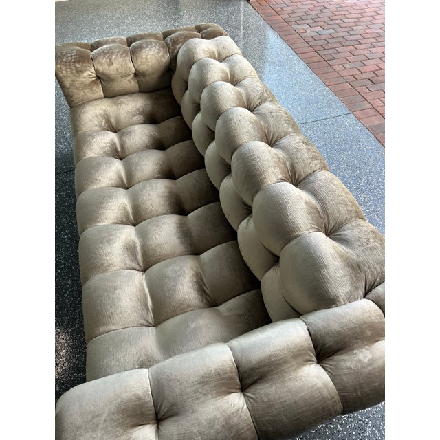 2010s Pair of Velvet Tufted Sofas For Sale - Image 5 of 9