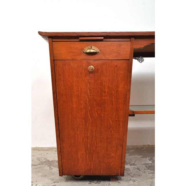Brown Mid-Century Modern Magic Oak Desk, 1950s For Sale - Image 8 of 18
