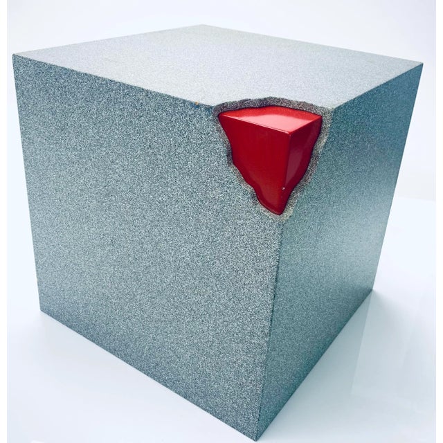 Gray Memphis Milano Style Exposed Corner Cube Table For Sale - Image 8 of 10