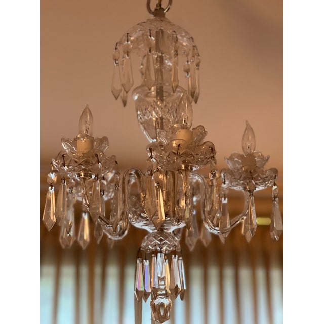 Transparent Early 20th Century Waterford 5 Arm Chandelier For Sale - Image 8 of 10