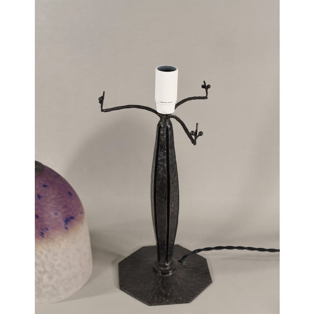 Purple French Art Deco Table Lamp by Charles Schneider 1920s France For Sale - Image 8 of 9
