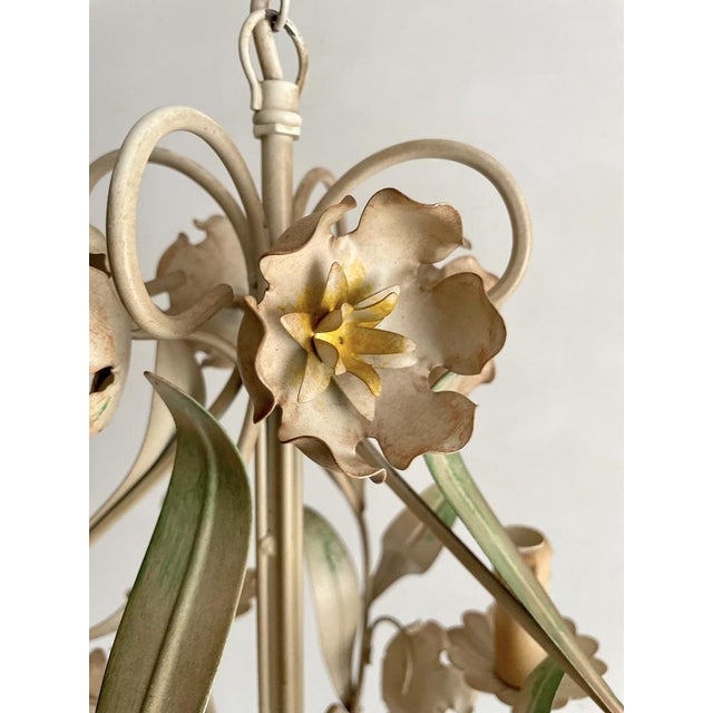 Vintage Painted Tole Floral Chandelier, 1950s For Sale - Image 4 of 10