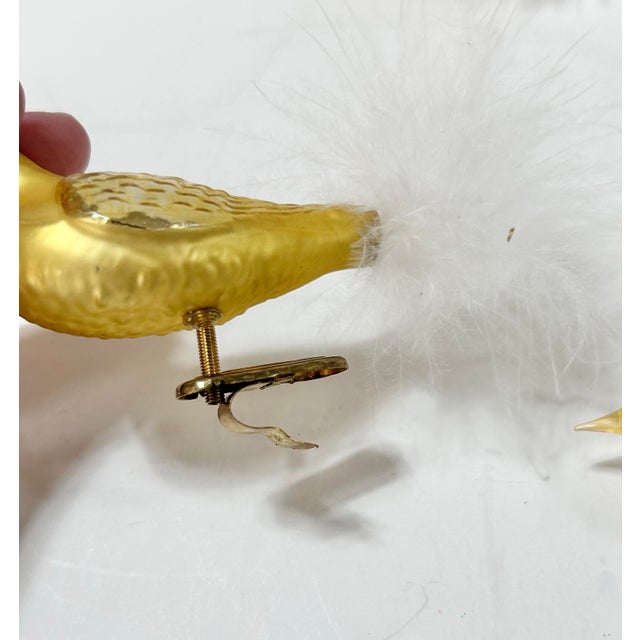 Vintage Glass Bird Clip-on Christmas Ornaments With Feather Tails – Set of 3 For Sale - Image 9 of 10