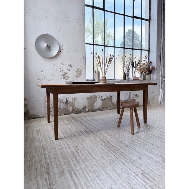 Brown Pitch Pine Farmhouse Table, 1950s For Sale - Image 8 of 18