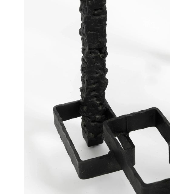 Large Brutalist Floor or Table Wrought Iron Candle Holder For Sale - Image 17 of 18