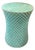 Vintage Turquoise Glazed Ceramic Quilted Lattice Garden Stool & Accent Table For Sale