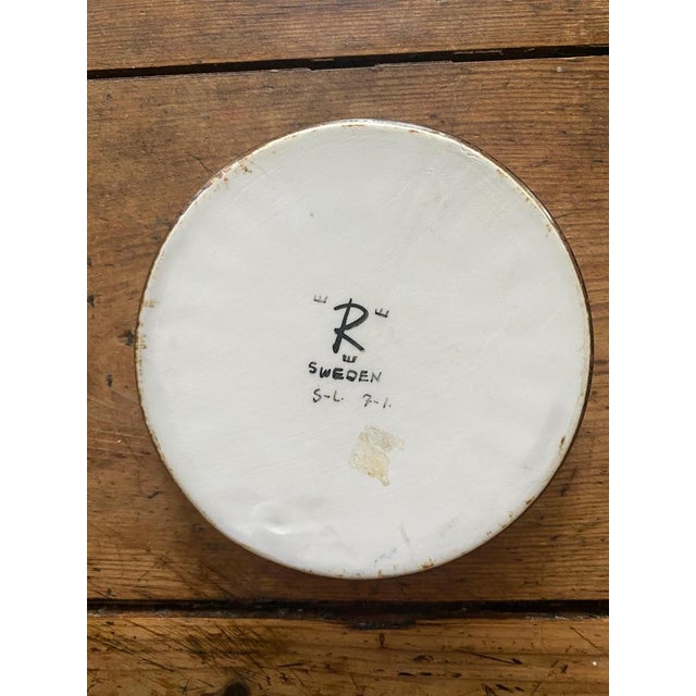 1970s Handmade Sunflower Plate by Sylvia Leuchovius for Rörstrand Atelier, Sweden, 1971 For Sale - Image 5 of 6