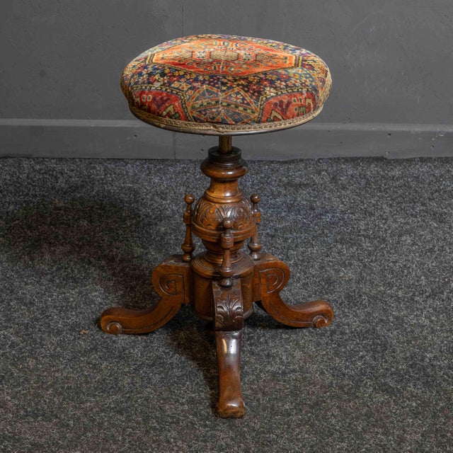 Victorian Piano Stool in Walnut For Sale - Image 5 of 7