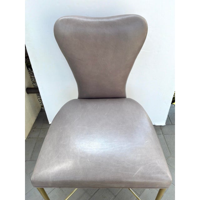 2020s Baker Clara Chairs Leather & Brass Set of 4 For Sale - Image 5 of 6