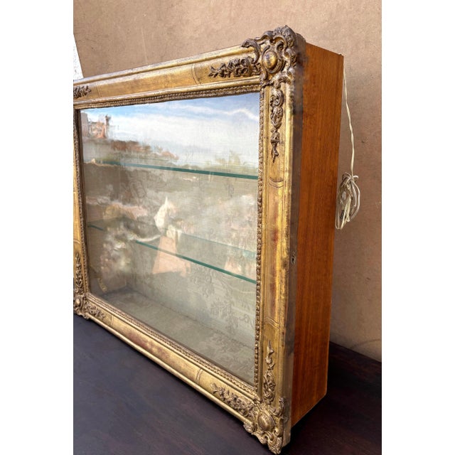 Gilt Plaster Wall Display Cabinet with Glass Shelves, 1930s For Sale - Image 4 of 9