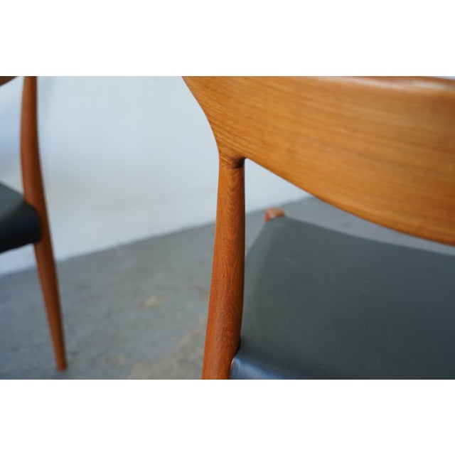 1950s 1, 2 or 3 Danish Modern Teak Dining Chairs by Arne Hovmand-Olsen for Mogens Kold — Restored For Sale - Image 11 of 12