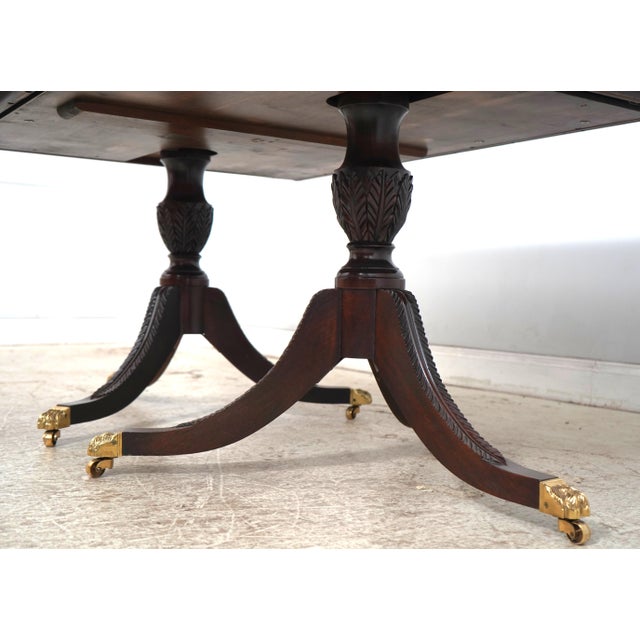 Brown Stickley Flame Mahogany Double Pedestal Dining Table For Sale - Image 8 of 18