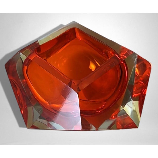 Mandruzzato Style Murano “Sommerso” Glass Ashtray For Sale - Image 9 of 18
