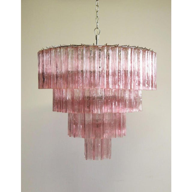 Italian 78 Pink Murano Glasses Tronchi Chandelier, 1990s For Sale - Image 17 of 18