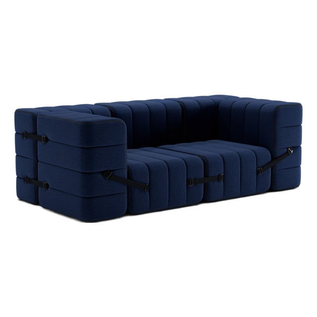 Curt Modular Set - Flexible 2-Seater with Armrests - Jet - 6098 (Dark Blue) by Ambivalenz, Set of 7 For Sale