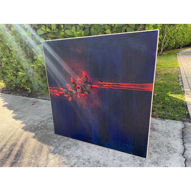 Mid-Century Modern 1972 “Martha’s Raisins” Abstract Expressionist Mixed Media Artwork on Canvas For Sale - Image 3 of 12
