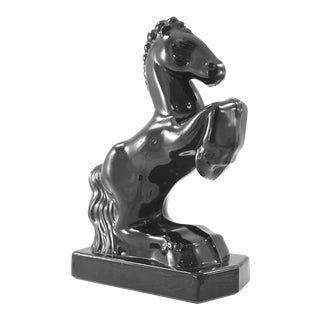 1920s Black Glass Stallion Figure For Sale