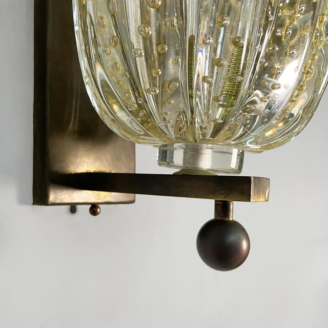 Mid-Century Italian Modern Murano Glass Wall Lamps attributed to Barovier & Toso, 1950s, Set of 2 For Sale - Image 11 of 14