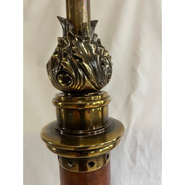 Mid-Century Modern 1970s Mid Century Modern Brass/Wood Stiffel Table Lamps - Set of 2 For Sale - Image 3 of 8