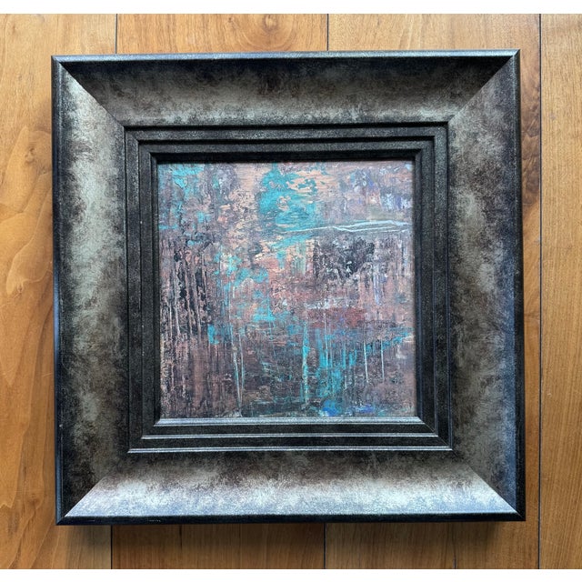 Contemporary Copper Sheeting With Pastel and Acrylic Abstract, Framed For Sale In Houston - Image 6 of 7