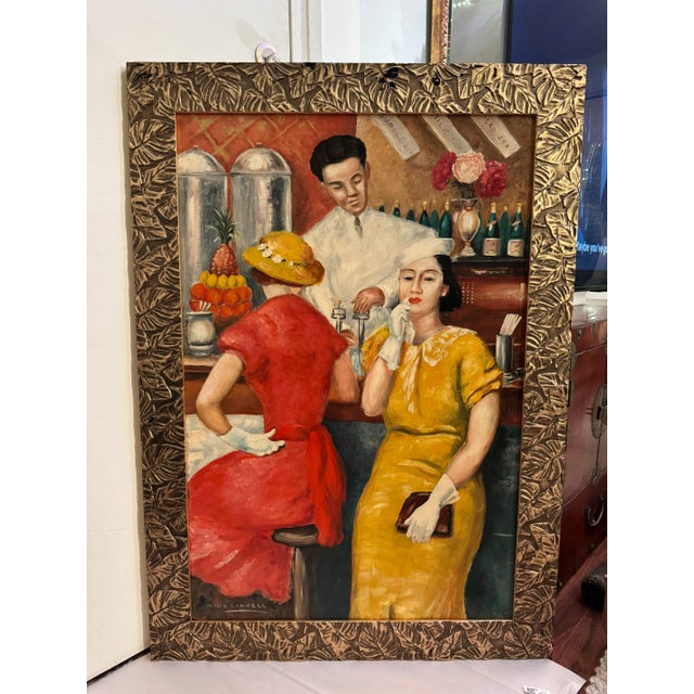 "The Soda Fountain" Art Deco Painting From the Collection of Seymour Stein For Sale - Image 12 of 12