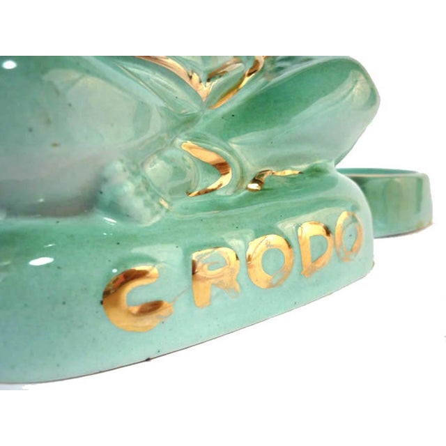 Green Crodo Advertising Buddha Figure Green Pottery Change Dish, 1950s For Sale - Image 8 of 9