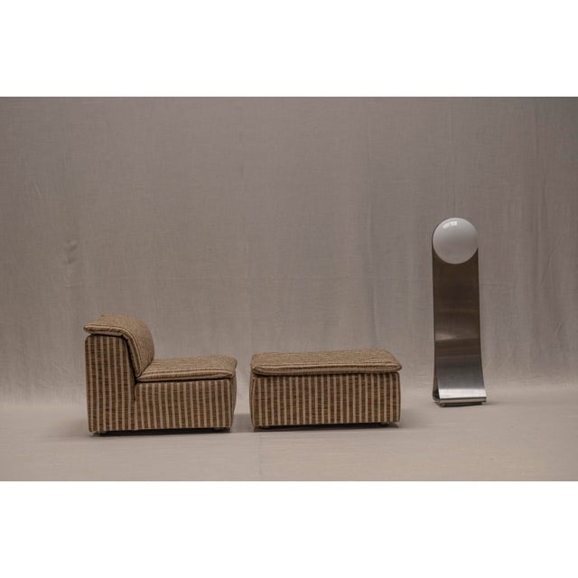 Set of Striped Easy Chair and Ottoman, 1970s For Sale - Image 4 of 18