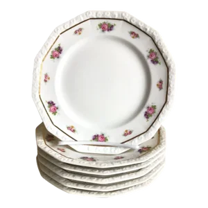 Mid 20th Century Vintage Rosenthal Selb Bavaria Maria Pattern Floral Salad Luncheon Plates- Set of 6