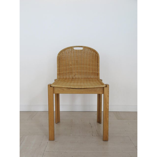 Wood Vintage Oak and Wicker Chairs by Luciano Bertoncini for Bellato, 1970s, Set of 6 For Sale - Image 7 of 18