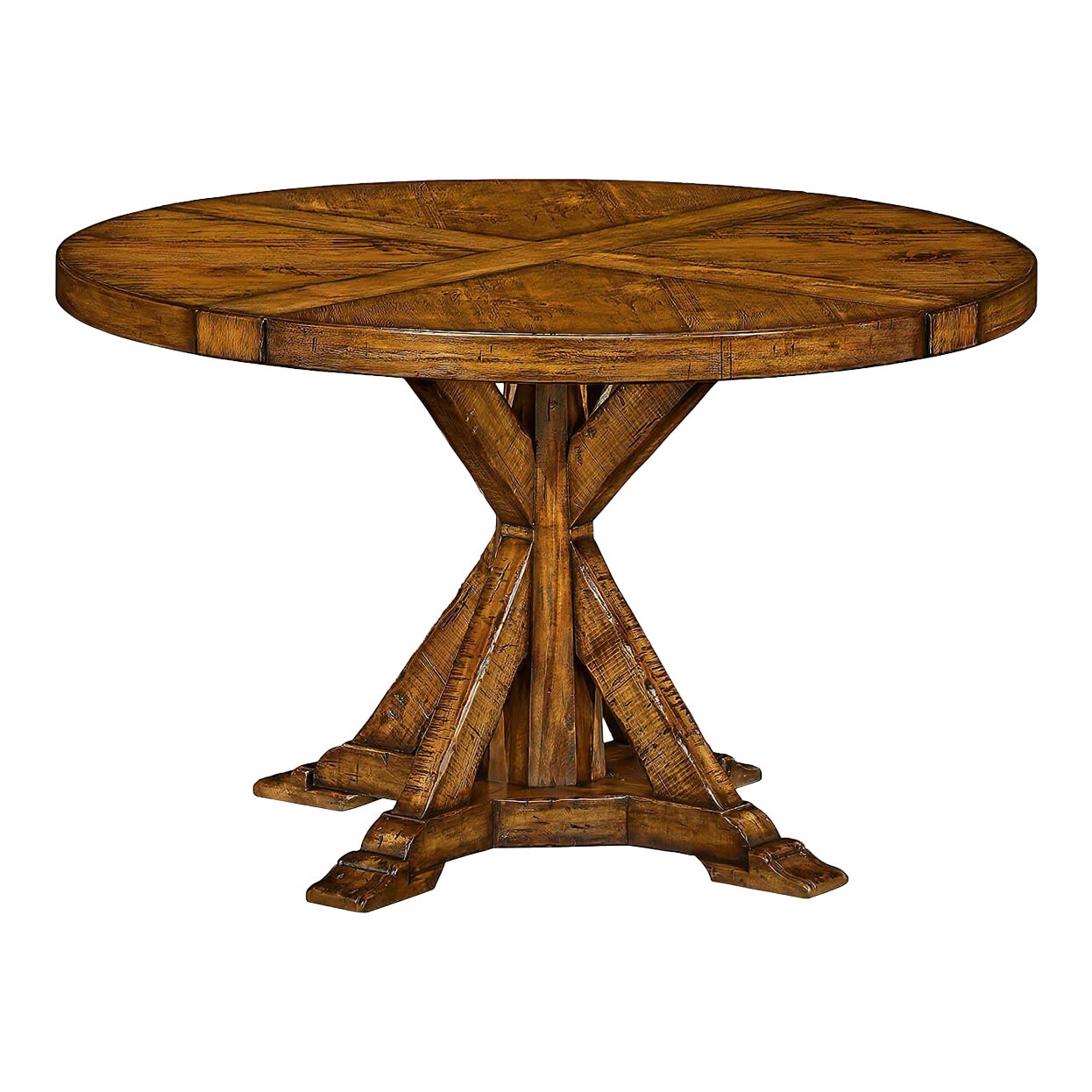 Rustic Round Dining Table - Walnut | Chairish