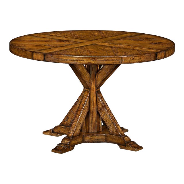 Rustic Round Dining Table - Walnut For Sale