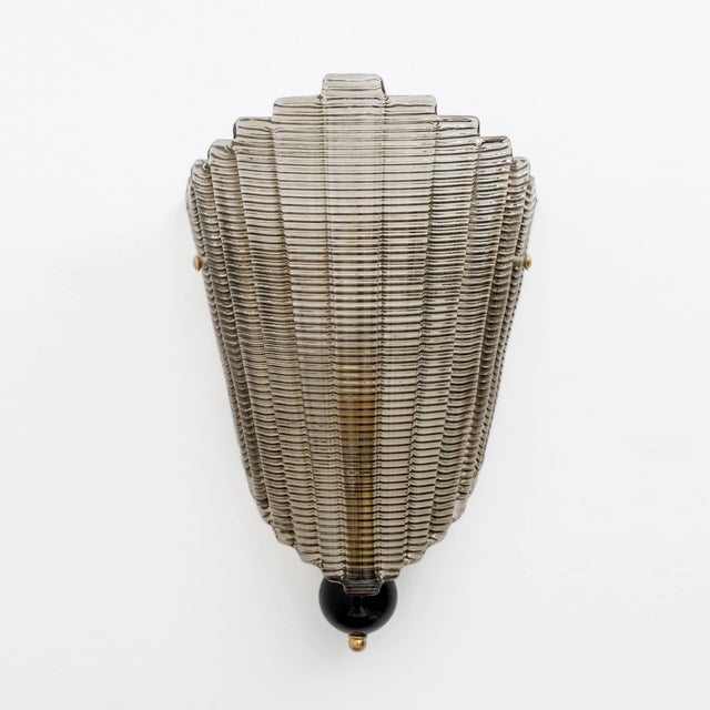 Metal Italian Modern Murano Glass Textured Wall Sconces, 2000, Set of 2 For Sale - Image 7 of 10