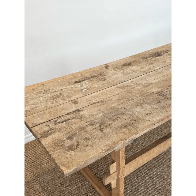 Antique European Pine Trestle Farmhouse Dining Table - Circa 1880 For Sale - Image 9 of 12