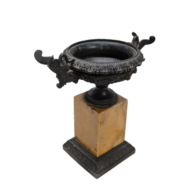 Metal 19th Century Tazza With Figural Birds on a Siena Marble Base For Sale - Image 7 of 10