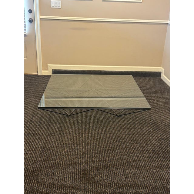 1980s Alanda Coffee Table Paolo Piva for B&b Italia – Black Steel & Glass For Sale - Image 10 of 14