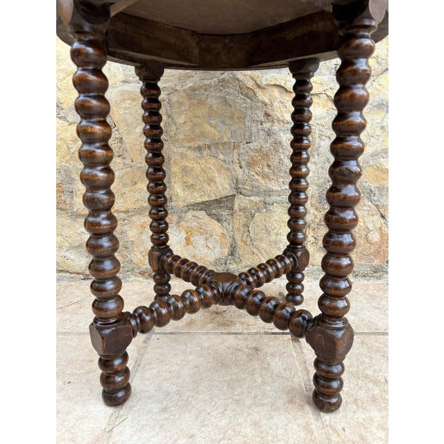 1920s 20th Century Jacobean Revival Bobbin Side Table in Oak For Sale - Image 5 of 8