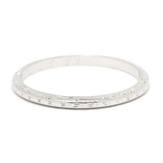Art Deco Engraved Band, Platinum, Ring Size 5.5, Stackable For Sale - Image 4 of 7