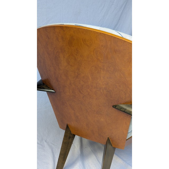 Postmodern lounge chair and ottoman attributed to Adam Tihany for Pace Collection, c. 1990. The design balances Art Deco...