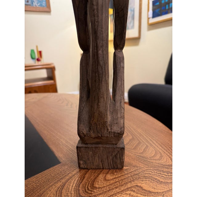 Hand-Carved Tribal Ancestral Figure With Horsehair Topknot For Sale - Image 4 of 6